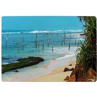 Benjamin Tate Design Fishermen On The Ocean Coast Of Sri Lanka Designer Rug in Natural | Size: Large