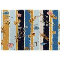 Benjamin Tate Design Beautiful Meadow Flowers On Candy Colorful Brush Stripe Designer Rug in Natural | Size: Large