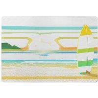 Benjamin Tate Design Surf Board On Beach Designer Rug in Natural | Size: Large