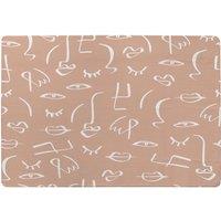 Benjamin Tate Design Line Drawing Abstract Faces Designer Rug in Natural | Size: Large