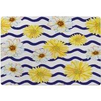 Benjamin Tate Design Bright Yellow Flowers & Zig Zags Rug in Natural | Size: Large