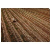 Benjamin Tate Design Aerial View Of Hay Bale Fields Designer Rug in Natural | Size: Large