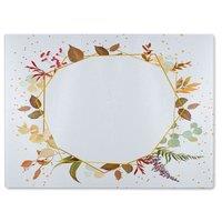 Benjamin Tate Design Autumn Flowers Glass Chopping Board in Natural