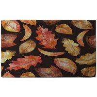 Benjamin Tate Design Autumn Leaves On Black Stylish KitchenTowel in Orange
