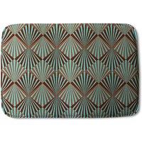 Benjamin Tate Design Green Geometric Rays Designer Bathmat in White