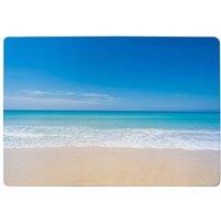 Benjamin Tate Design Nature Landscape View Of Beautiful Tropical Beach & Sea In Sunny Day Designer Rug in Natural | Size: Large