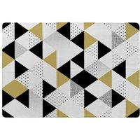 Benjamin Tate Design Gold & Black Geometric Triangles Rug in Natural | Size: Large