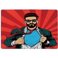 Benjamin Tate Design Strong Businessman In Glasses In Comic Style. Success Concept Designer Rug in Natural | Size: Large