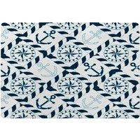 Benjamin Tate Design Blue Nautical Elements Designer Rug in Natural | Size: Large
