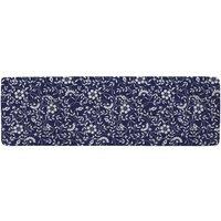 Benjamin Tate Design White Flowers On Navy Runner Rug in Natural | Size: 67 cm x 230 cm