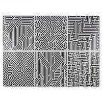 Benjamin Tate Design Abstract Geometrics With Animal Print & Circles Glass Chopping Board in Natural