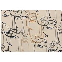 Benjamin Tate Design Continuous Line Drawing Of Faces Designer Rug in Natural | Size: Large