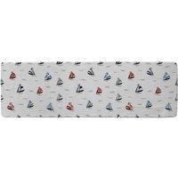 Benjamin Tate Design Red & Blue Sailboats Runner Rug in Natural | Size: 67 cm x 230 cm