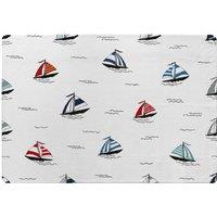 Benjamin Tate Design Red & Blue Sailboats Rug in Natural | Size: Large
