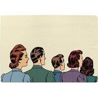 Benjamin Tate Design A Crowd Of Spectators Stand Back Retro Style Pop Art Designer Rug in Natural | Size: Large