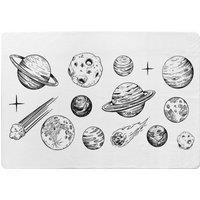 Benjamin Tate Design Set Of Space Objects Planets, Stars Designer Rug in Natural | Size: Large