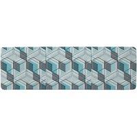 Benjamin Tate Design Blue Geometric Hexagons Runner Rug in Natural | Size: 67 cm x 230 cm