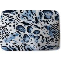 Benjamin Tate Design Blue Leopard Print Designer Bathmat