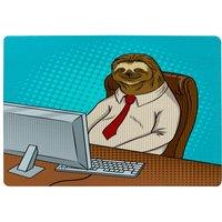 Benjamin Tate Design Sloth Animal Office Worker Pop Art Retro Designer Rug in Natural | Size: Large