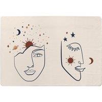 Benjamin Tate Design Celestial Elements Like Stars, Moon, Sun & Planets Designer Rug in Natural | Size: Large