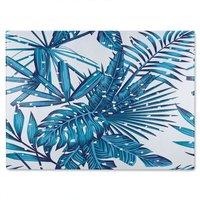 Benjamin Tate Design Snow Tropical Leaves Glass Chopping Board in Natural