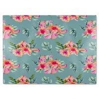 Benjamin Tate Design Pink Flowers Glass Chopping Board in Natural