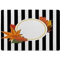 Benjamin Tate Design Black Stripes Autumn Leaves Rug in Natural | Size: Large