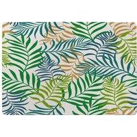 Benjamin Tate Design Green Tropical Palm Leaves Designer Rug in Natural | Size: Large