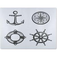 Benjamin Tate Design Nautical Icons Glass Chopping Board in Natural