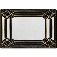 Benjamin Tate Design Art Deco Black Frame Designer Rug in Natural | Size: Large