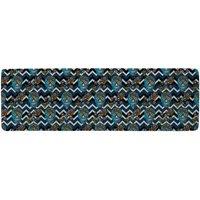 Benjamin Tate Design Embroidery Colorful Simplified Ethnic Skull Blue Pattern Runner Rug in Natural | Size: 67 cm x 230 cm