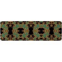 Benjamin Tate Design Black & Green Baroque Runner Rug in Natural | Size: 67 cm x 230 cm