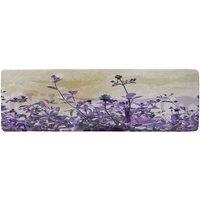 Benjamin Tate Design Purple Flowers Runner Rug in Natural | Size: 67 cm x 230 cm