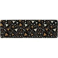 Benjamin Tate Design Triangles On Black Runner Rug in Natural | Size: 67 cm x 230 cm