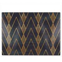 Benjamin Tate Design Gold Geometreic Lines Glass Chopping Board in Natural