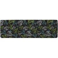 Benjamin Tate Design Leaf Print On Dark Bachground Runner Rug in Natural | Size: 67 cm x 230 cm