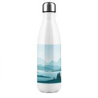 Benjamin Tate Design Abstract mountain landscape Designer Stainless Steel Bottle in Natural