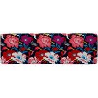 Benjamin Tate Design Bright Flowers On Dark Background Runner Rug in Natural | Size: 67 cm x 230 cm