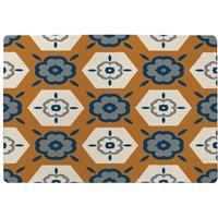 Benjamin Tate Design Rust Orange Background With Gray, Navy Blue & Beige Designer Rug in Natural | Size: Large
