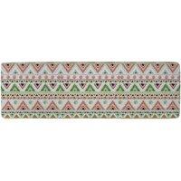 Benjamin Tate Design Colorful Striped Gold Style Triangles Runner Rug in Natural | Size: 67 cm x 230 cm