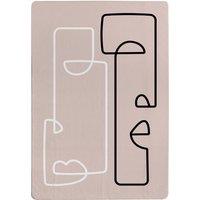 Benjamin Tate Design Line Art Of Two Faces Designer Rug in Natural | Size: Large