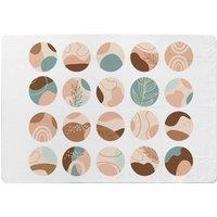 Benjamin Tate Design Round Texture & Floral Icons In Pastel Colours Designer Rug in Natural | Size: Large