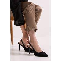 Dorothy Perkins Women's Dasha Sling Back High Stiletto Court Shoes in Natural Black | Size: 7