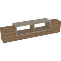 Destina Home Morica Floating TV Stand with Shelves & Cabinets in Light Oak | Size: 1 Pack