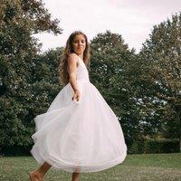 UK Flower Girl Boutique Girl's Bohemian Classic Sleeveless Dress - White | Size: 3-4 Years