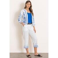 Klass. Women's Embroidered Cropped Trousers in Blue | Size: 22