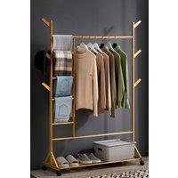 Living and Home Bamboo Clothes Rack Garment Rack with Bottom Shelf Versatile Shoe & Clothing Organizer in Natural