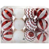 VFM e-Store Red & White Baubles Candy Cane (24 Pack) - Christmas Tree Decorations