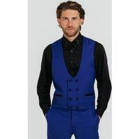 Dobell Men's Bright Blue Double Breasted Tuxedo Waistcoat | Size: Large