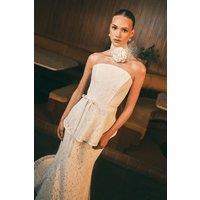 Coast Women's Bandeau Lace Peplum Bridal Top in Ivory | Size: 12